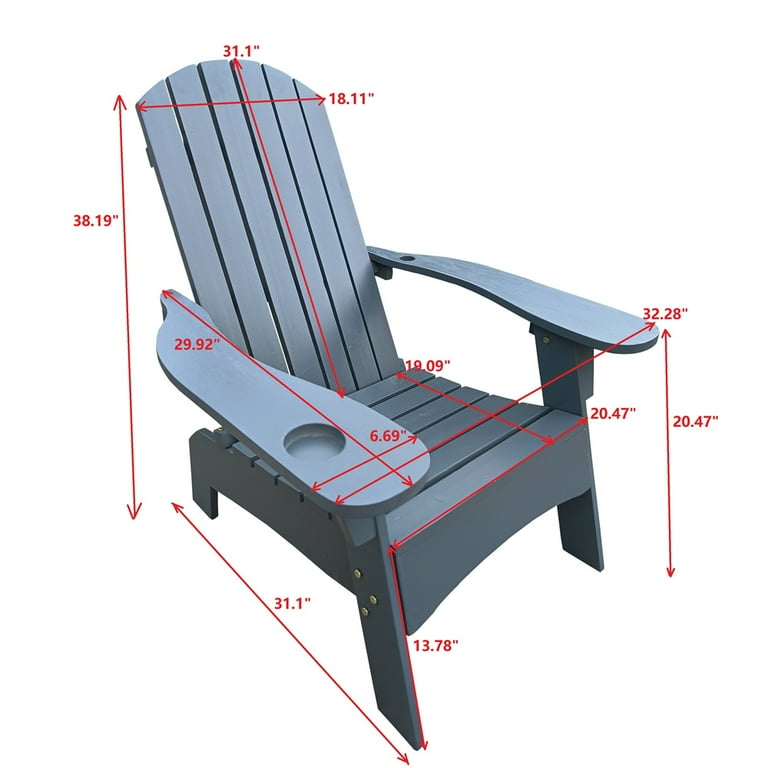 Adirondack Chair with Adjustable Height and Curved Back Design