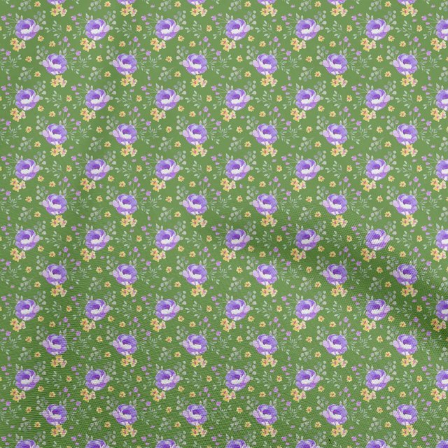 oneOone Velvet Green Fabric Florals Craft Projects Decor Fabric Printed By The Yard 58 Inch Wide