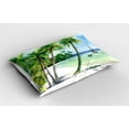 thumbnail image 2 of Ambesonne Tropical Pillow Sham 2 Pack, Tropical Landscape Beach, 30"x20", Azure Blue Jade Green, 2 of 3
