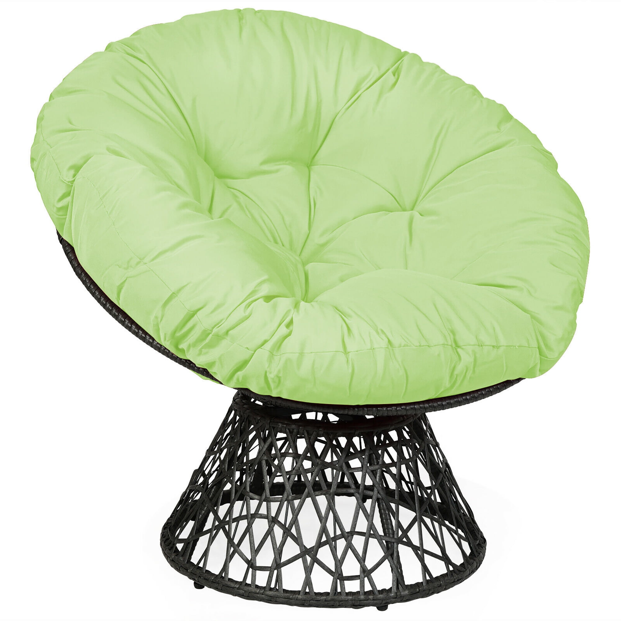 Papasan Chair with 360-degree Swivel Red cushion and Black Frame 