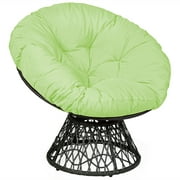 Costway Rattan Papasan Chair Ergonomic Chair 360-degree Swivel Soft Cushion Garden Black