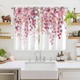 thumbnail image 2 of Pink Eucalyptus Leaves Kitchen Curtains 63 Inch Length, Summer Botanical Watercolor Grommet Top Bedroom Living Room Curtains, Light Filtering Cafe Curtain Drapes 2 Panels Set 104''x63'', 2 of 9