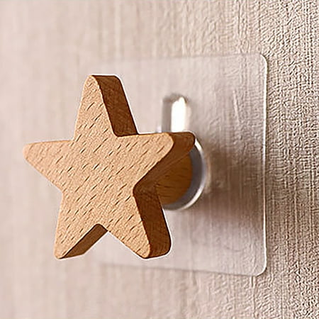 

Solid Wood Hook Star Moon Wall Hook Wall Coat Hook Non Perforated Wooden Peg