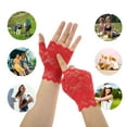 thumbnail image 4 of Unique Bargains 1 Pair Sunblock Fingerless Gloves Half Finger Thin Sun Block Driving Gloves for Women Red, 4 of 5