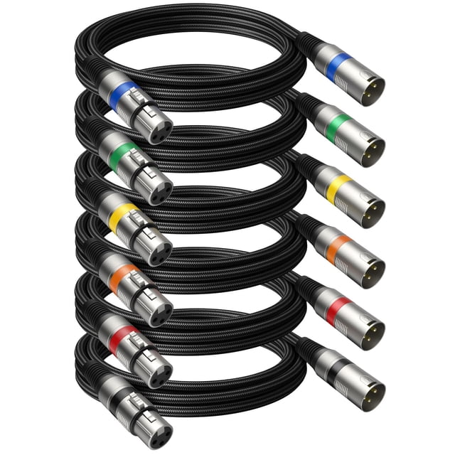 Cables XLR Heams Professional, paquete de 6 unidades, 1,8 m, macho a hembra