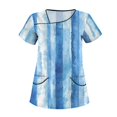thumbnail image 2 of LHVUOA Scrub Tops for Women Stretch Kids Friendly Soft Comfy Short Sleeve Slant Collar Shirts Soft Nurse Uniform Overalls with Pockets, 2 of 4