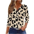thumbnail image 1 of Fiudx Ofertas Flash Del Día Blusa de Manga 3/4 Corta Estampada a La Moda para Mujer, Blusa Informal con Cuello Redondo, 1 of 4