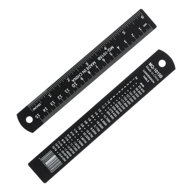 Regla de metal de 6 pulgadas, regla métrica de aleación de aluminio con medición precisa en pulgadas y centímetros para oficina, ingeniería y dibujo, negra
