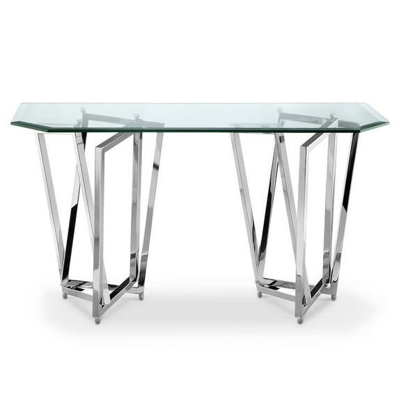 Magnussen Lenox Square Octagonal Console Table in Nickel