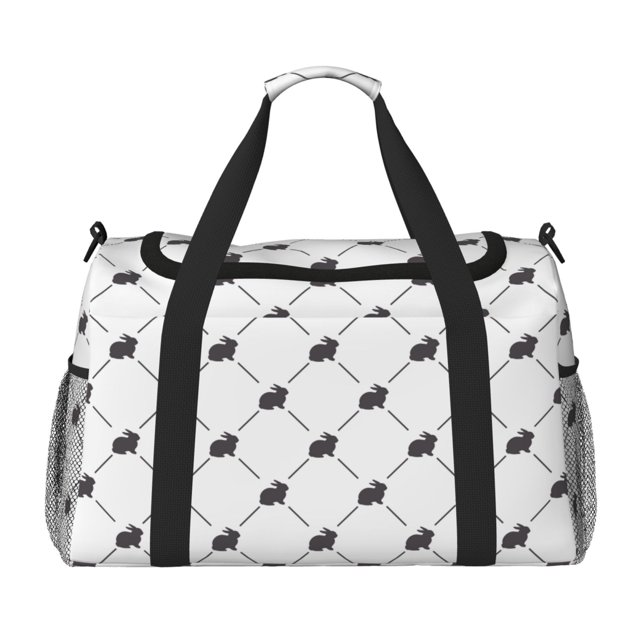 Disketp Black Rabbit Bolsa de Viaje Tipo Duffle, Bolso de Mano para Fin de Semana para Mujer, Bolsa de Gimnasio Ligera para Hombre, Esencial para Viajes