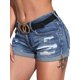 thumbnail image 5 of Pantalones cortos de mezclilla rasgados para mujer, cintura alta enrollada elástica XBTCLXEBCO agujero, 5 of 6