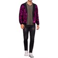 thumbnail image 2 of Argyle Sequins Jackets for Men's Long Sleeves Metallic Shiny Hooded Disco Jacket XL Rose Red, 2 of 5