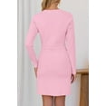 thumbnail image 4 of YOGAFOX Women's Button Mini Sweater Dress Formal Long Sleeve Bodycon（Light Pink,XL）, 4 of 5