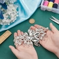 thumbnail image 2 of Crystal Rhinestone Applique Flower Glass Rhinestone Patch Brass Rhinestone Applique Sparkling Sewing Crystal Appliques for Bridal Dress Headpiece Belt Headpiece Sash Costume Accessories, 2 of 9