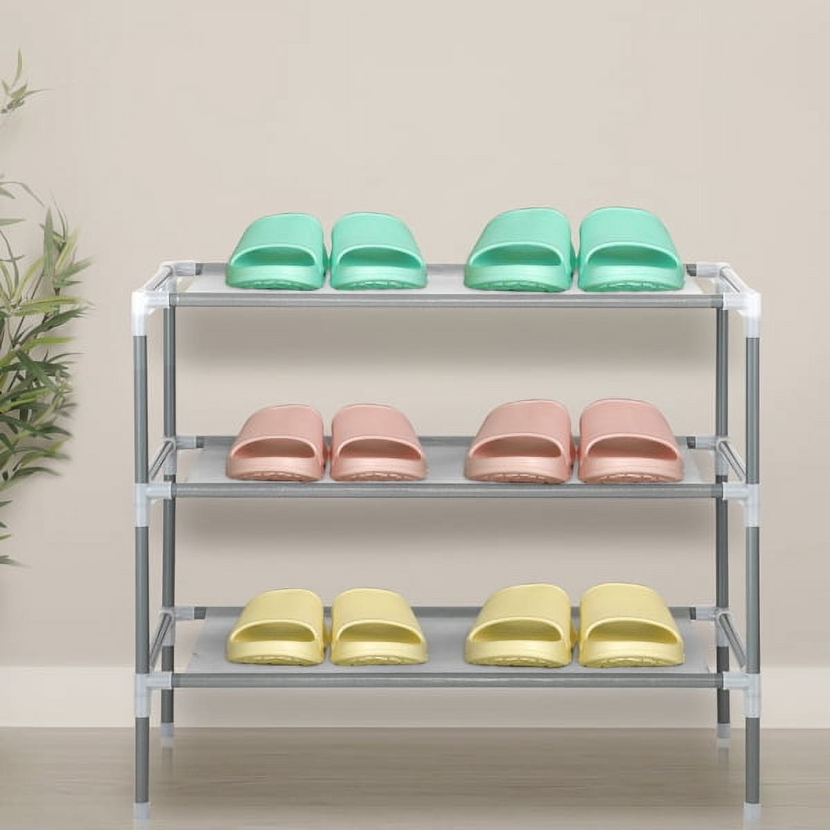 Gray 3-Tier Non-Woven Fabric Shoe Rack - Simple Assembly, Space-Saving Storage Organizer for Bedroom, Entryway & Closet