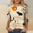thumbnail image 3 of Moda mujer camiseta estampada de longitud media 3/4 mangas blusa cuello redondo casual tops Fridja  czfsfas2998, 3 of 5