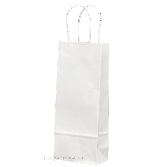 White Kraft Paper Wine Bottle Bags, 5.25"x3.5"x13", 50ct