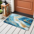 thumbnail image 4 of 2x3 Ft Entryway Area Rug, Blue Marble Kitchen Rug Runner Washable Floor Mat, Luxury Yellow Modern Ink Painting Art Non Slip Indoor Door Mat Throw Carpet for Bathroom Living Room Bedroom, 4 of 8