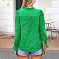 thumbnail image 7 of Towmus Women's Dressy Casual Blouse Tops Fall Spring Puff Long Sleeve Button V Neck Hollow Out Lace Embroidered Shirts, 7 of 7