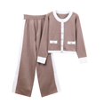 thumbnail image 2 of Aqestyerly Ensembles pour Femmes 2024 Ensembles Décontractés pour Femmes à Manches Longues à Col Rond Chandails Hauts à Rayures Pantalons Longs Ensembles, 2 of 5