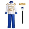 thumbnail image 3 of IBTOM CASTLE Boys Prince Charming Costume Halloween Cosplay Dress up Birthday Party Medieval Royal Prince Outfits for Toddler Child 3-4 Years Blue 5pcs, 3 of 9