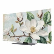 Indoor TV Cover 65 Inch, Country Flowers Elastic Monitor Dust Covers for Television, Desktop Computer Spring Botanical Magnolia Branches Dustproof Fitted TV Cover for Inside 56.7"L x 31.9"H