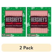 (2 pack) Hershey's Chocolate Mint Flavored Christmas Candy Canes, Box 5.28 oz, 12 Pieces