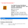 thumbnail image 2 of Front Right Passenger Side Reflector Assembly - Compatible with 1994 - 1999 Chevy C1500 Suburban 1995 1996 1997 1998, 2 of 2