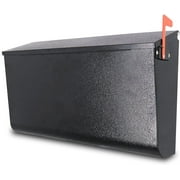 Wall Mount Mailbox Large Capacity Galvanized Steel Metal Mailboxes Outdoor Rust Proof Modern Black Mailbox Flag 16.3 x 3 x 9.6 in