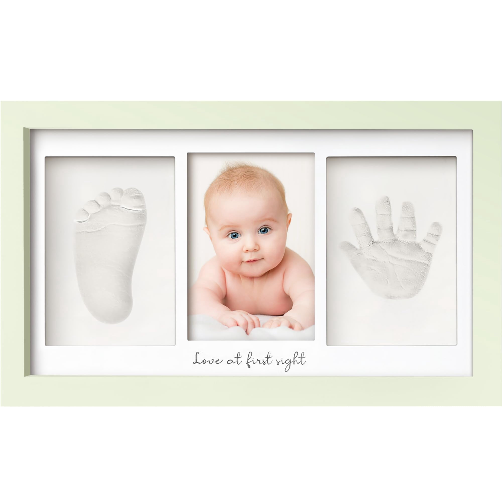 Baby Hand and Footprint Kit - Clay Handprint Keepsake Frame, Newborn Nursery Picture Frame, Personalized New Mom Gifts for Baby First Christmas Shower (Auburn)