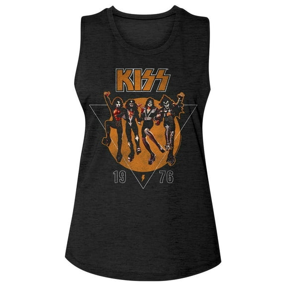 Kiss '76 Black Women's Slub Sleeveless Crew T-Shirt