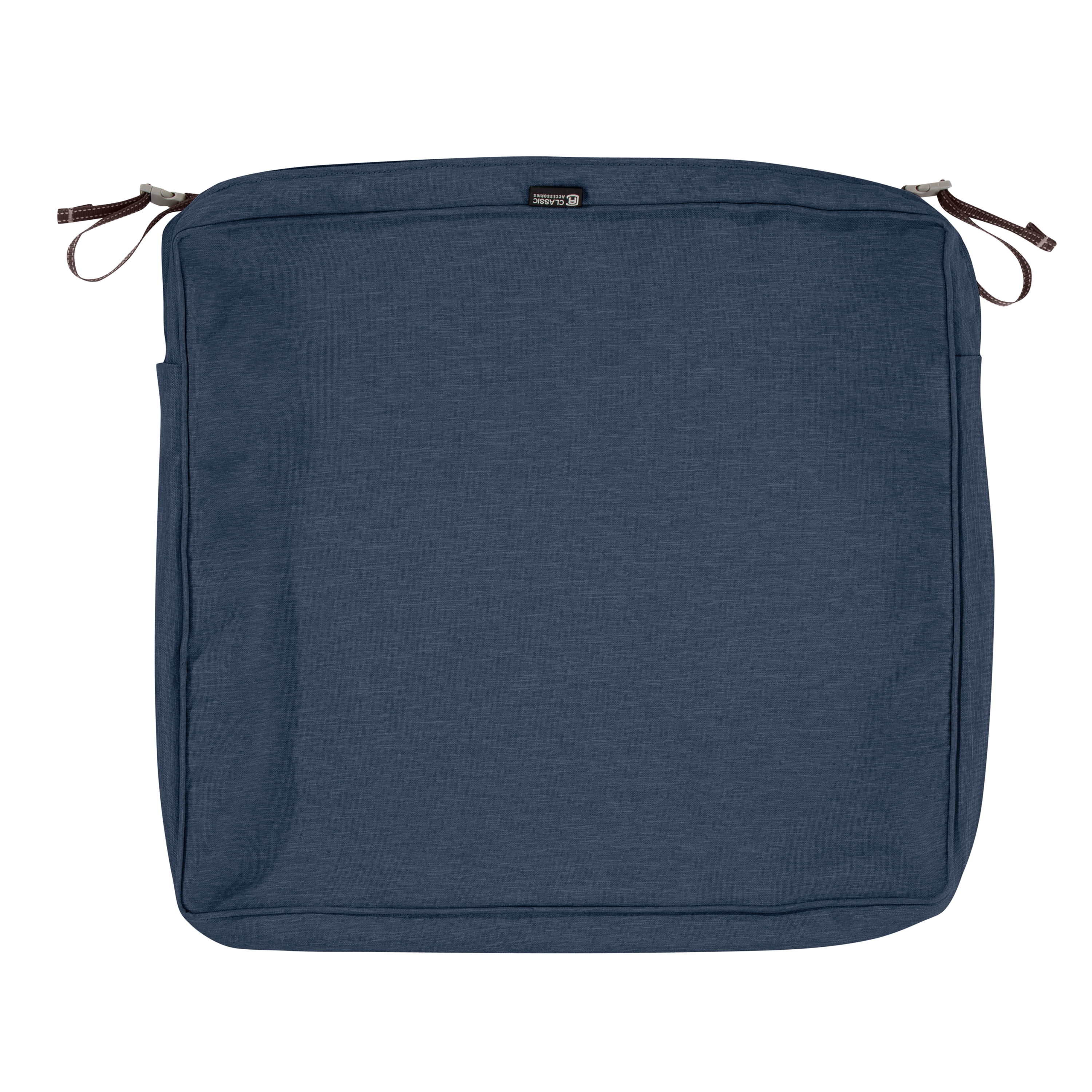 Classic Accessories Montlake Water-Resistant 21 x 19 x 3 Inch Patio Seat Cushion Slip Cover, Heather Indigo Blue