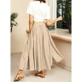 thumbnail image 6 of Xuanfei Women Bohemian Elastic Waistband Pocket Solid Color Pleated Maxi Skirt, 6 of 8