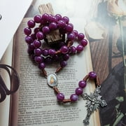 Vintage Rosary Catholic Prayer Beads Necklace Christ Jesus for Cross Pendant Necklace Beaded Religious Jewelry Gift