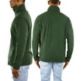 thumbnail image 4 of ToBeInStyle Men's Zip Up Long Sleeve High Collar Polar Fleece Jacket - Dark Green - Small, 4 of 7