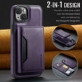 thumbnail image 5 of for iPhone 13 Detachable Magnetic Wallet Case with RFID Blocking Card Slots, PU Leather Kickstand Cover with Magnetic Clasp, Shockproof Drop Protective Classic Flip Case, Purple, 5 of 10