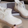 thumbnail image 2 of Viluyesy Girls Ankle Boots Lace Pearl Bow Detail Side Zip Platform Lug Sole Dressy Fashion Shoes for Kids Beige Size 2 Big Kids, 2 of 5
