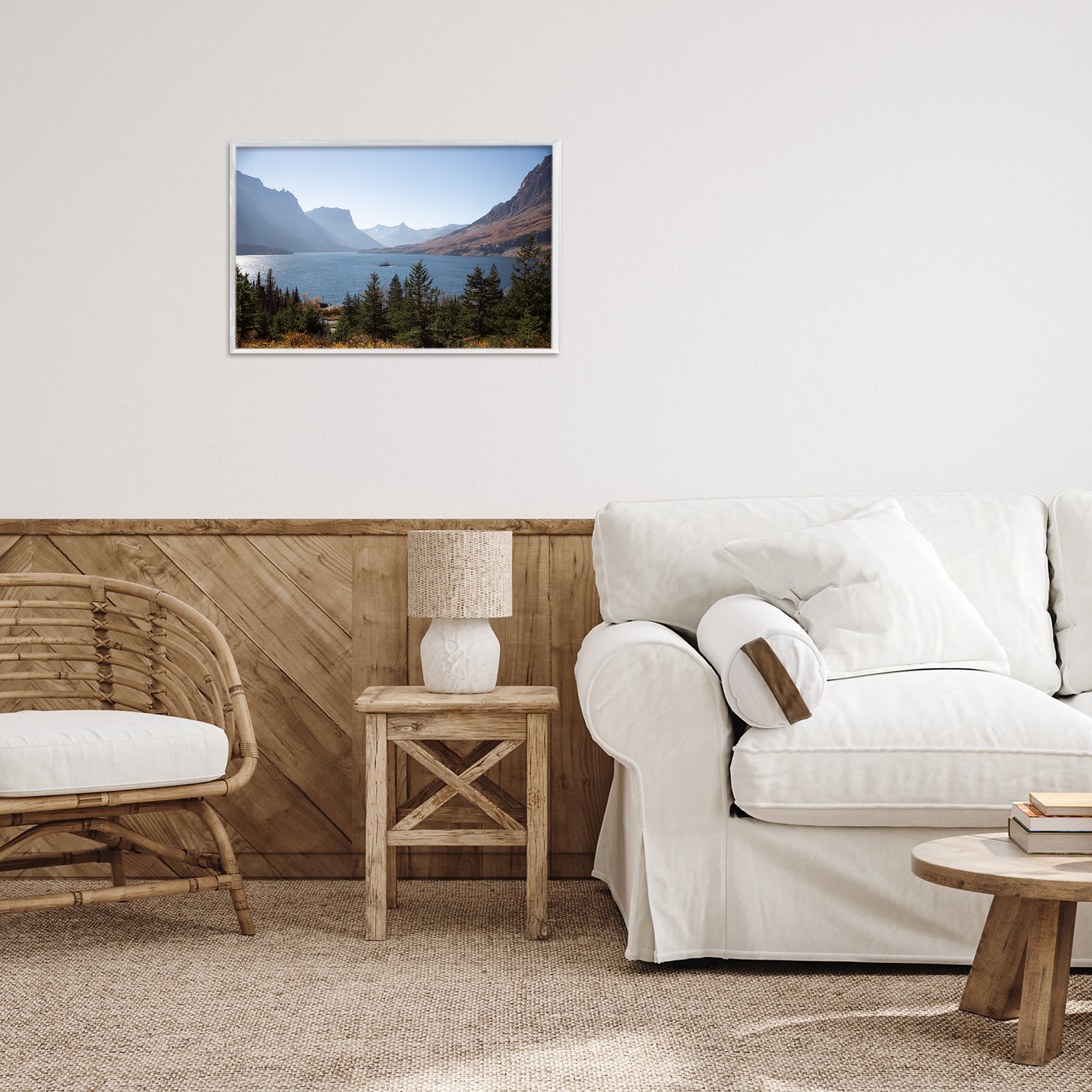 Stupell Industries Cliffs Overlooking Lake White Framed Giclee Art, design by Carol Robinson