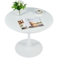thumbnail image 2 of Bestco Round Dining Table, 36 Inch Tulip Table with MDF Top and Steel Base, Small Pedestal Table, White, 2 of 11