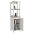 thumbnail image 2 of Practical Storage Linen Cabinet With Two Open Shelves And Single Door Oak/white Four Stable Legs, 2 of 7