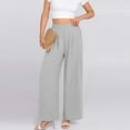 thumbnail image 2 of Summer Savings Clearance 2024! Mgmyaa Wide Leg Pants Women, Plus Size Womens Slacks, Summer Solid Ice Silk Wrinkled Pants, Palazzo Pants Casual Lounge Pant Trousers, 2 of 6