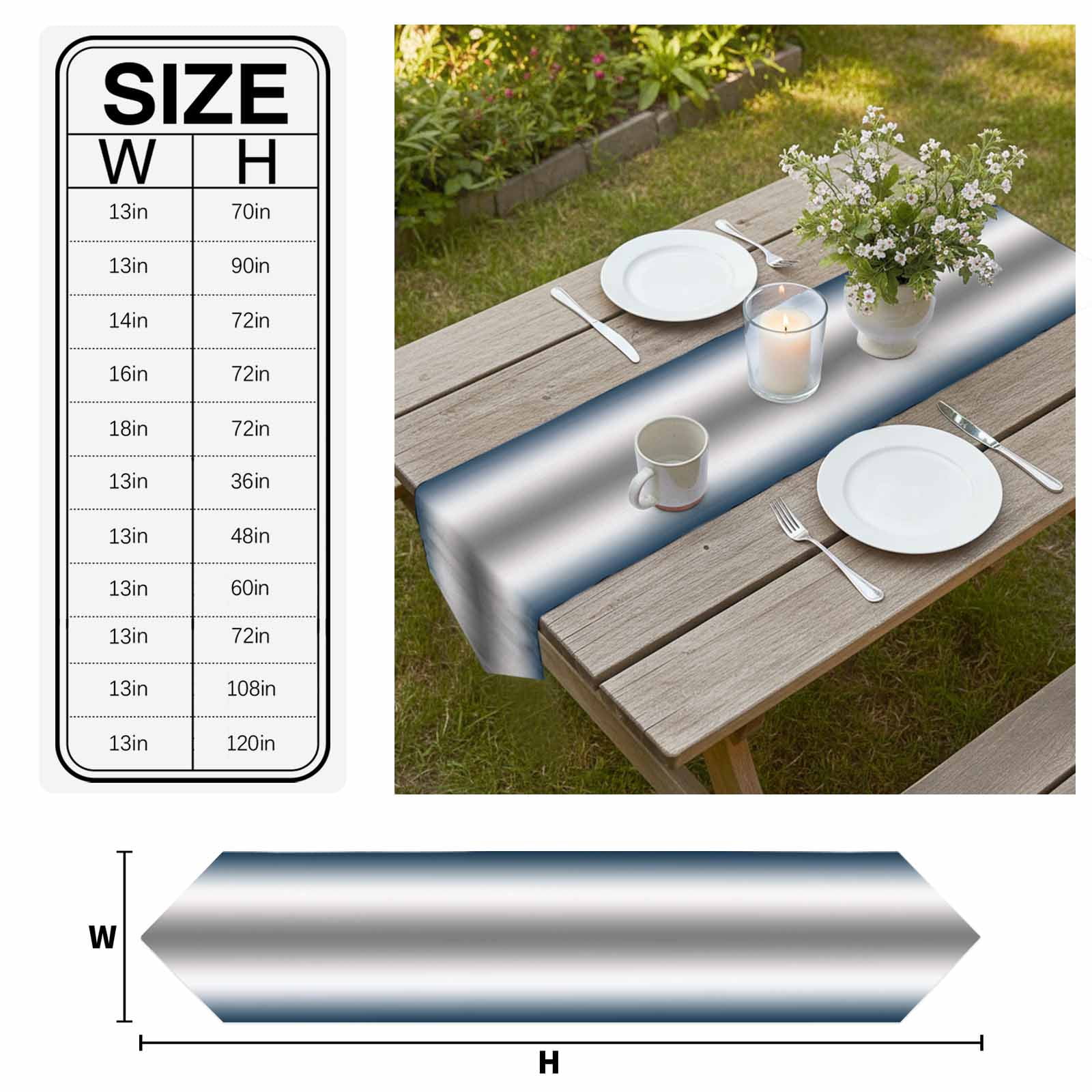 Navy Blue Grey Table Runner Linen Burlap Table Runner 72 Inches Long Gray Farmhouse Modern Rustic Dresser Scarves for Kitchen Island Coffee Dining Room Party Wedding Holiday Decoration 18"x72"