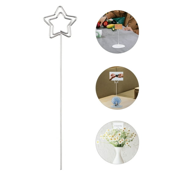 ROSENICE 30Pack Wire Picture Holders for Tables Stainless Steel Star Shaped Memo Note Photo Clips 4.7X0.5X0.04In