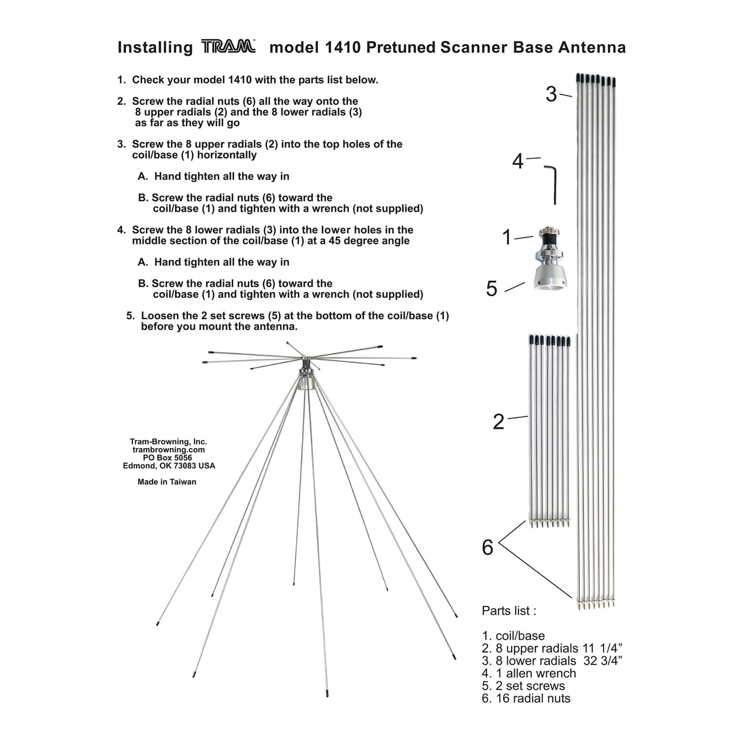 Tram 200-Watt Broad-Band Scanner 25 MHz to 1,300 MHz Super Discone Stainless Steel Base Antenna