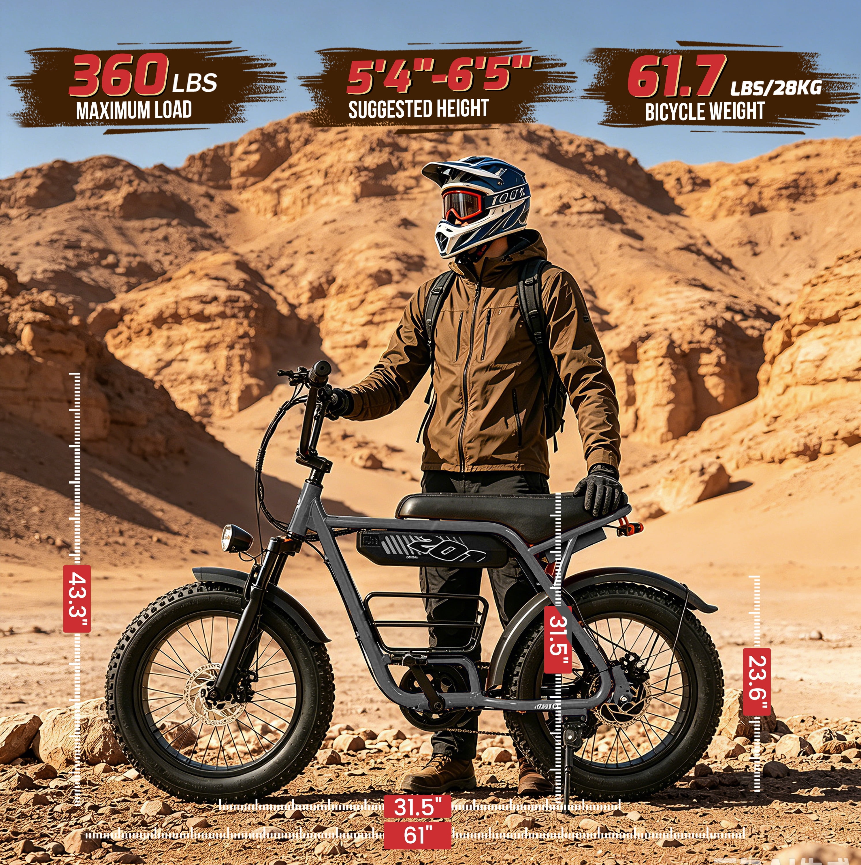 ESKUTE V201 Electric Bike for Adults & Teens 750W Peak 1500W, 30MPH, 48V 15.6Ah Battery, 20"x4.0" Fat Tire E-Bike, 7-Speed, Front Suspension, All-Terrain Ebike Gray, UL2849