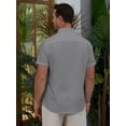 thumbnail image 4 of sogami Men's Breathable Cotton Linen Short Sleeve Button Down Summer Shirt, 4 of 8