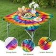 thumbnail image 4 of Colorful Rainbow Tie Dye Spiral Pattern Square Fitted Tablecloth with Elastic Edge,Square Table Cover,Washable Elastic Table Cover for Home Kitchen Party Decor 34"x34", 4 of 6