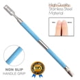 thumbnail image 4 of Nail Cuticle Pusher Sharp Edge Dual Ended Remover Cleaner Stainless Steel Manicure Pedicure Tool (Blue) By Krisp Beauty, 4 of 5