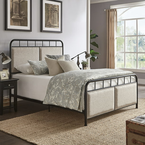 Weston Home Exton Black Metal Queen Bed, How To Attach Upholstered Headboard Metal Frame