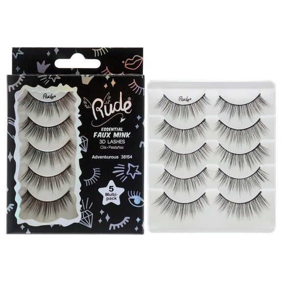 Rude Cosmetics Essential Faux Mink 3D Lashes - Adventurous , 5 Pair Eyelashes